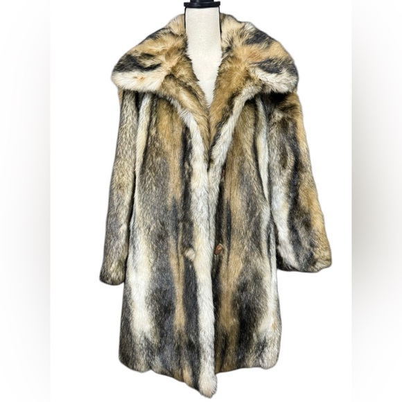 Vintage Tissavel Faux Fur Coat in Size 12 Tricolor - Picture 5 of 7